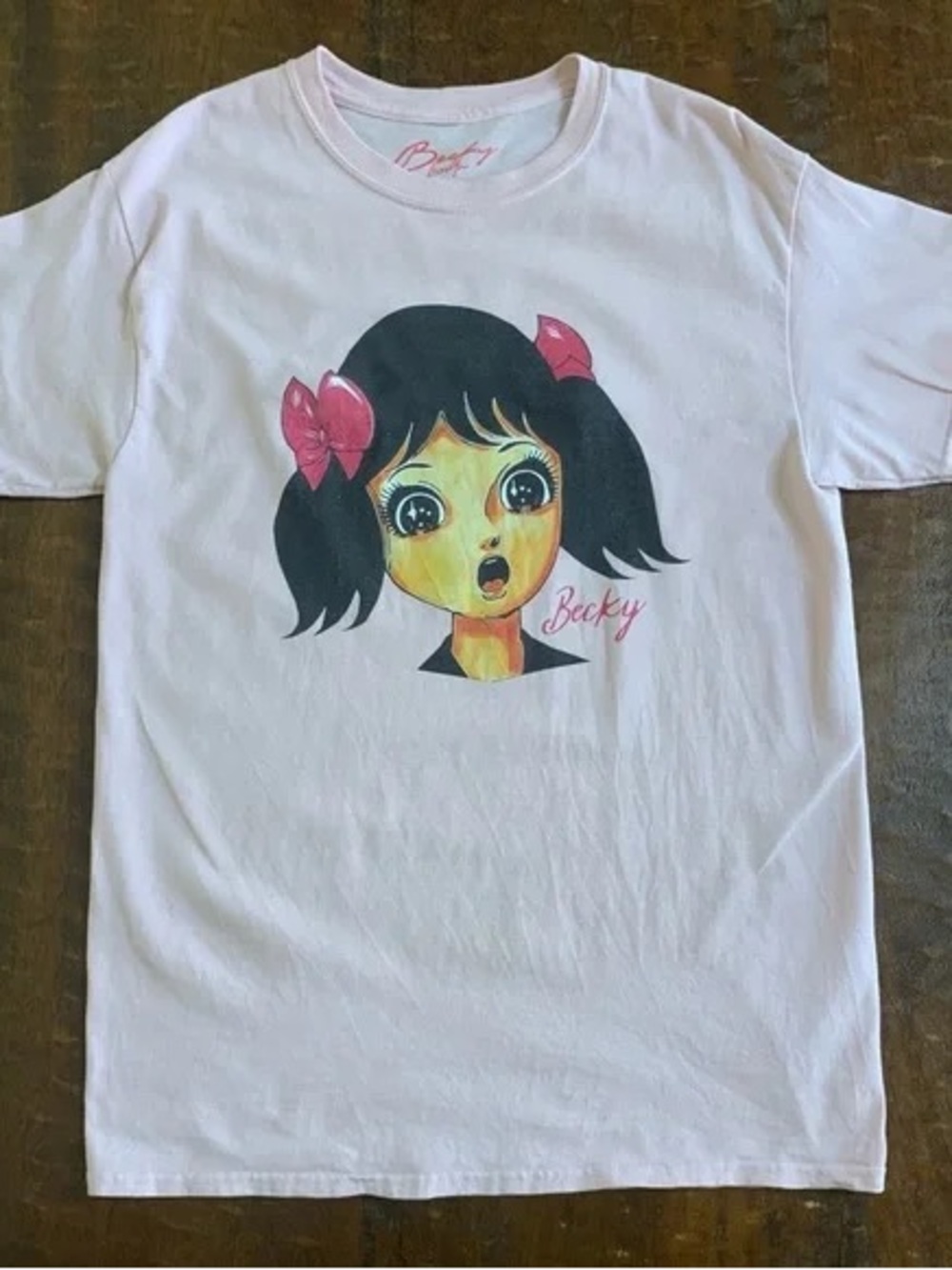 Pink Graphic Kids Tee with Bow Illustration